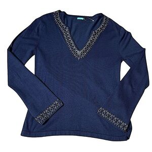J. McLaughlin Beaded V-Neck Sweater size M NWOT